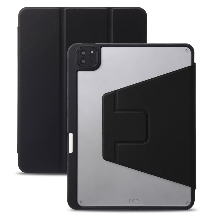 For iPad Pro 11 2022 / 2021 / 2020 / 2018 / Air 2022 / 2020 10.9 3-Fold 360 Rotation Acrylic Leather Smart Tablet Case