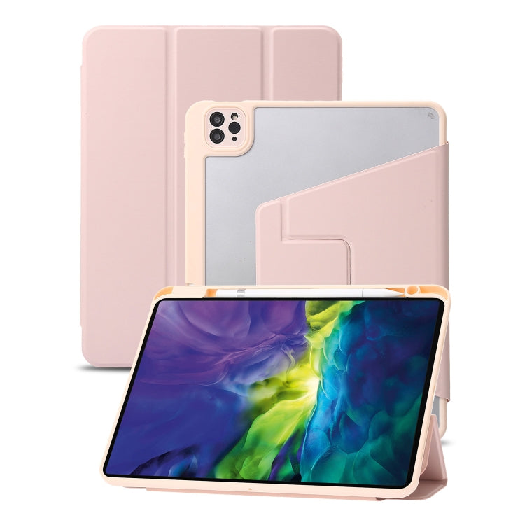 For iPad Pro 11 2022 / 2021 / 2020 / 2018 / Air 2022 / 2020 10.9 3-Fold 360 Rotation Acrylic Leather Smart Tablet Case