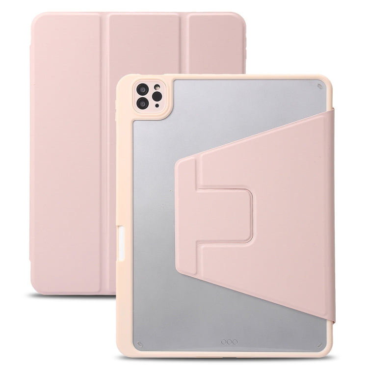 For iPad Pro 11 2022 / 2021 / 2020 / 2018 / Air 2022 / 2020 10.9 3-Fold 360 Rotation Acrylic Leather Smart Tablet Case