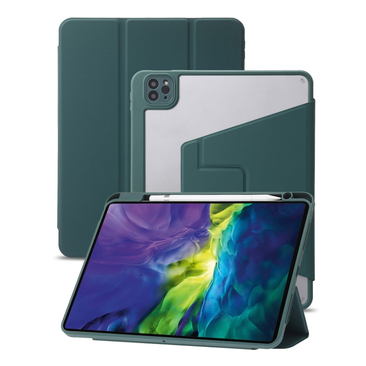 For iPad Pro 11 2022 / 2021 / 2020 / 2018 / Air 2022 / 2020 10.9 3-Fold 360 Rotation Acrylic Leather Smart Tablet Case
