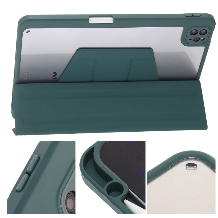 For iPad Pro 11 2022 / 2021 / 2020 / 2018 / Air 2022 / 2020 10.9 3-Fold 360 Rotation Acrylic Leather Smart Tablet Case