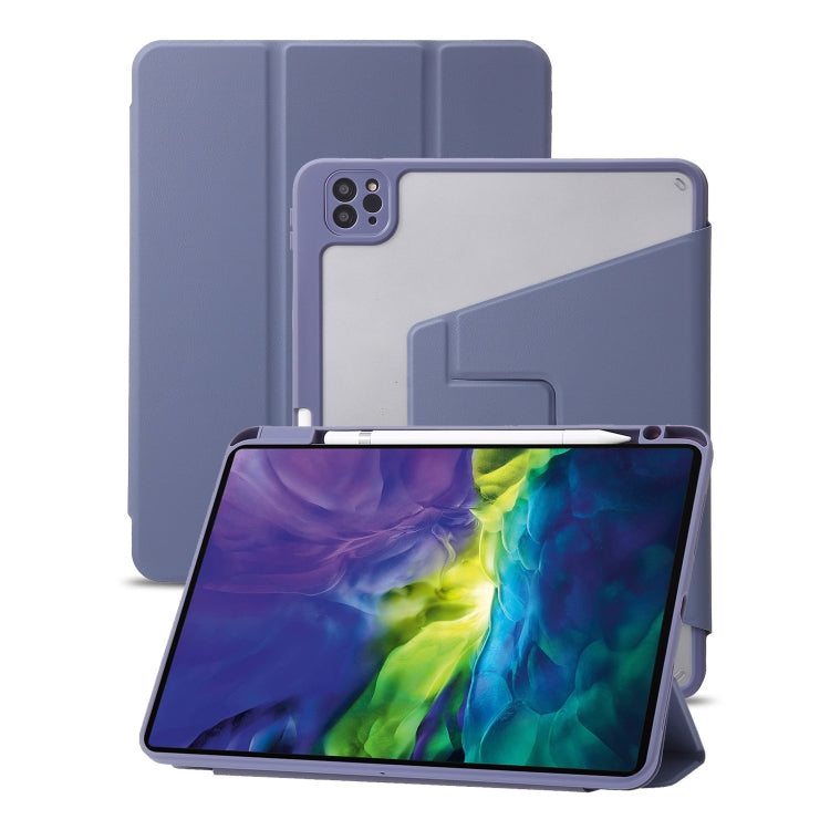 For iPad Pro 11 2022 / 2021 / 2020 / 2018 / Air 2022 / 2020 10.9 3-Fold 360 Rotation Acrylic Leather Smart Tablet Case