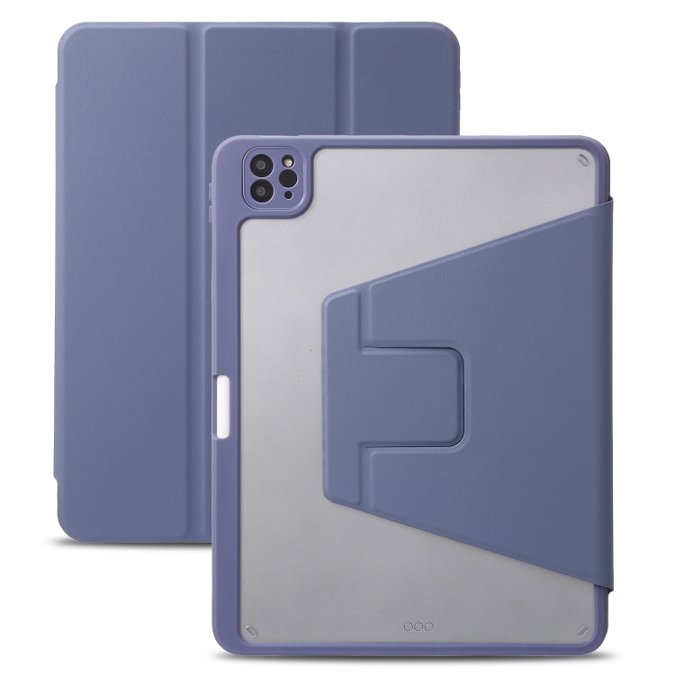For iPad Pro 11 2022 / 2021 / 2020 / 2018 / Air 2022 / 2020 10.9 3-Fold 360 Rotation Acrylic Leather Smart Tablet Case