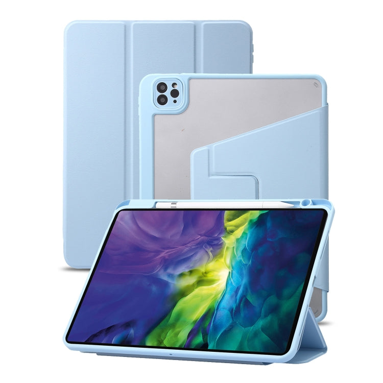 For iPad Pro 11 2022 / 2021 / 2020 / 2018 / Air 2022 / 2020 10.9 3-Fold 360 Rotation Acrylic Leather Smart Tablet Case