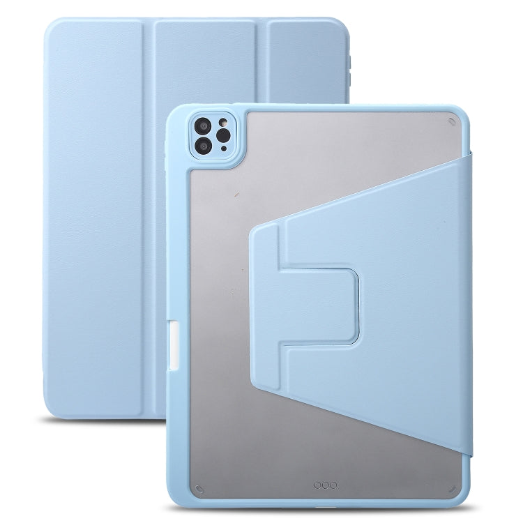 For iPad Pro 11 2022 / 2021 / 2020 / 2018 / Air 2022 / 2020 10.9 3-Fold 360 Rotation Acrylic Leather Smart Tablet Case