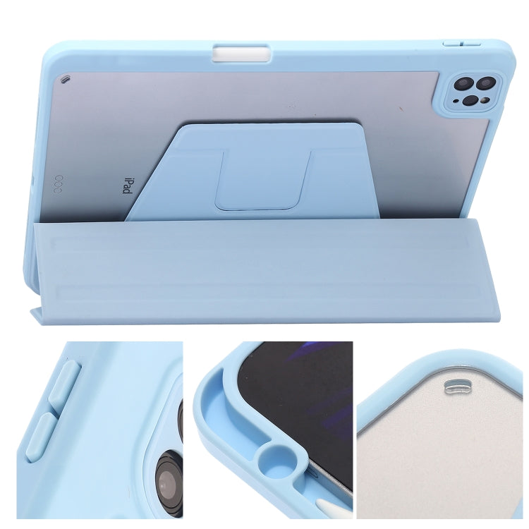 For iPad Pro 11 2022 / 2021 / 2020 / 2018 / Air 2022 / 2020 10.9 3-Fold 360 Rotation Acrylic Leather Smart Tablet Case