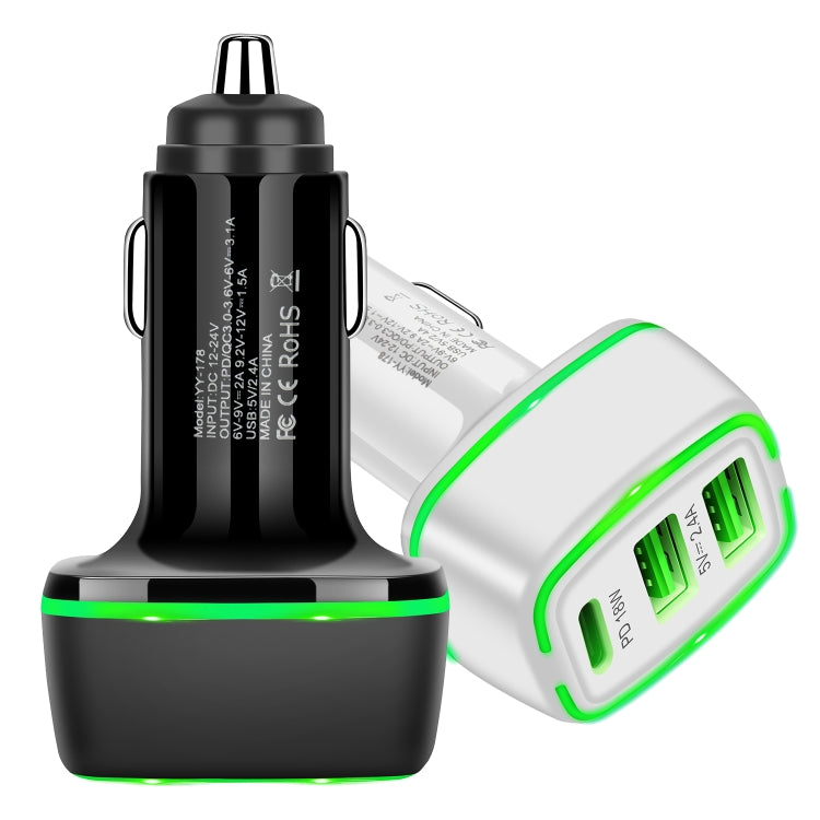 ACC-178 30W Dual USB+USB-C/Type-C Fast Charge Car Charger