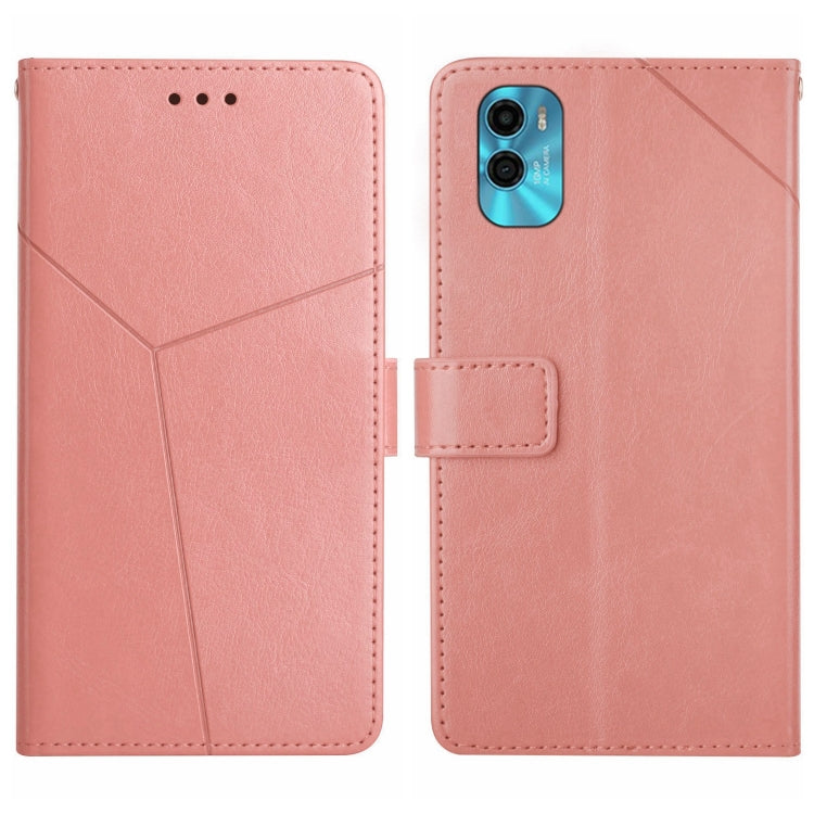 For Motorola Moto E22s HT01 Y-shaped Pattern Flip Leather Phone Case