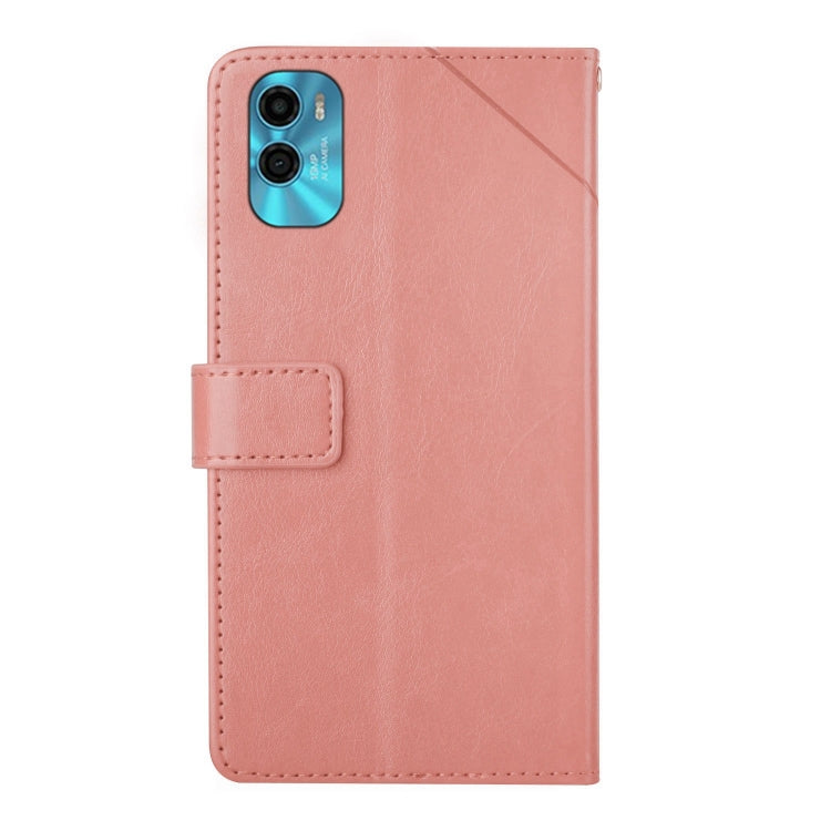 For Motorola Moto E22s HT01 Y-shaped Pattern Flip Leather Phone Case
