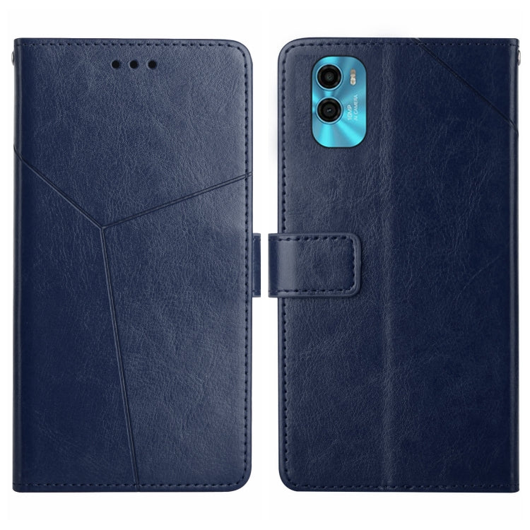 For Motorola Moto E22s HT01 Y-shaped Pattern Flip Leather Phone Case