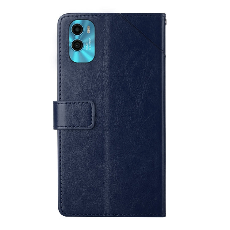 For Motorola Moto E22s HT01 Y-shaped Pattern Flip Leather Phone Case