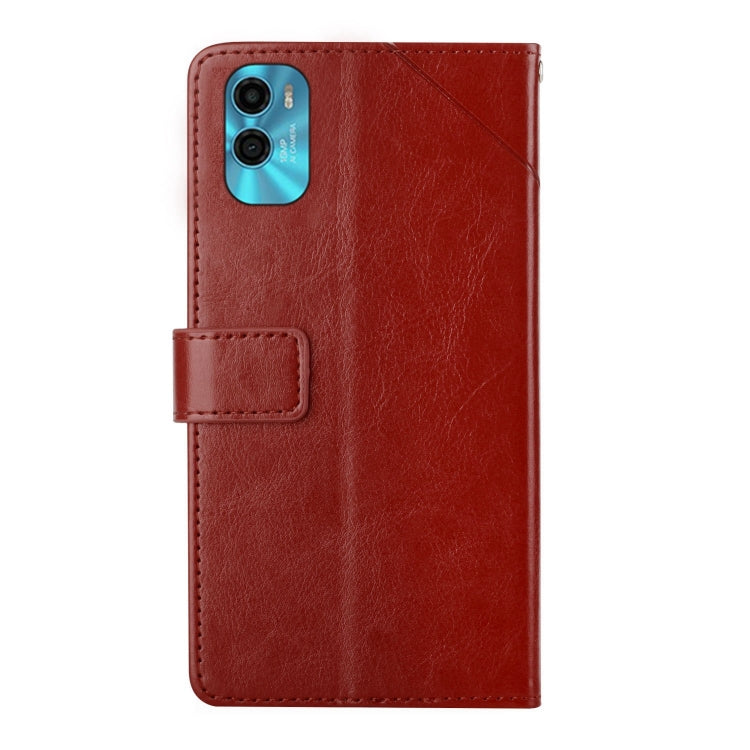 For Motorola Moto E22s HT01 Y-shaped Pattern Flip Leather Phone Case