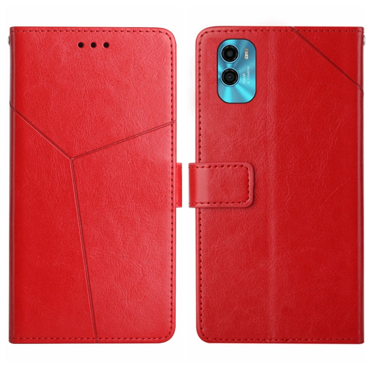 For Motorola Moto E22s HT01 Y-shaped Pattern Flip Leather Phone Case