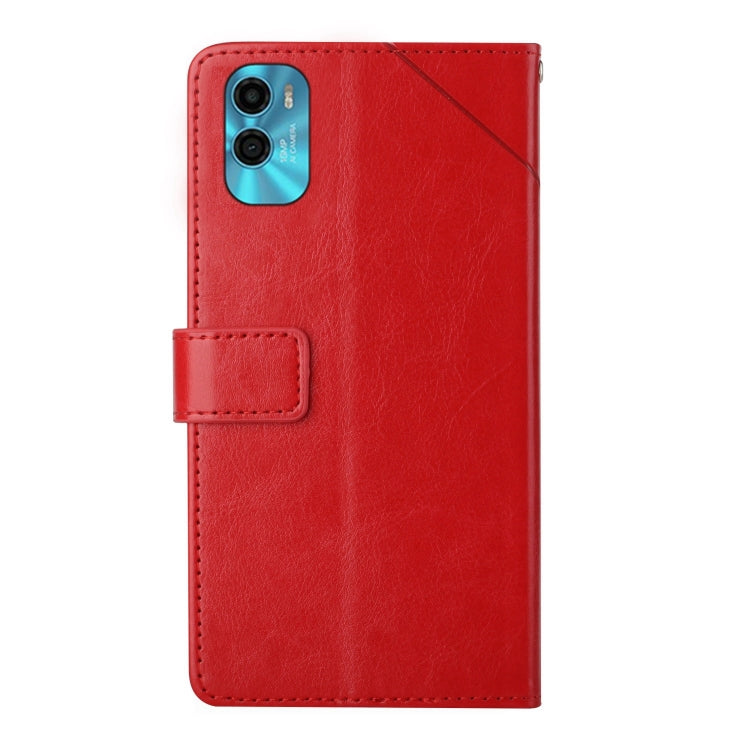 For Motorola Moto E22s HT01 Y-shaped Pattern Flip Leather Phone Case