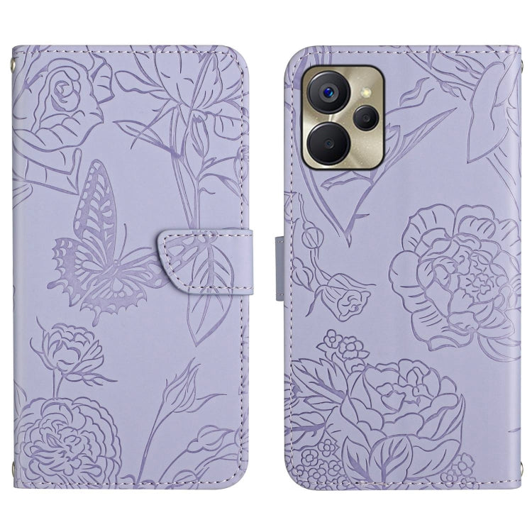 For Realme 9i 5G HT03 Skin Feel Butterfly Embossed Flip Leather Phone Case