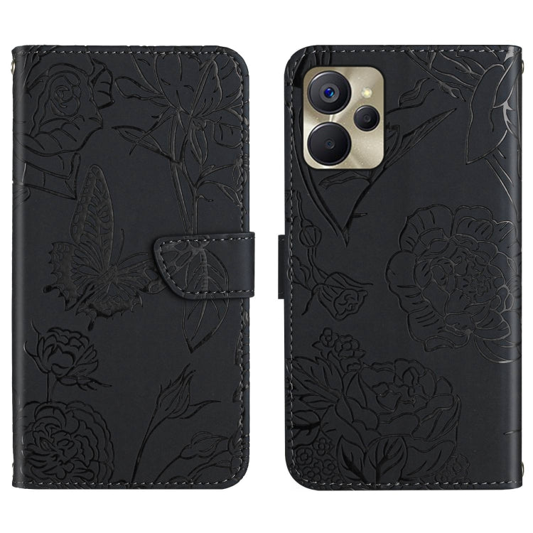 For Realme 9i 5G HT03 Skin Feel Butterfly Embossed Flip Leather Phone Case
