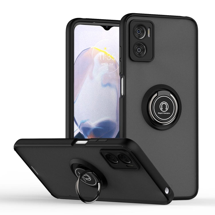 For Motorola Moto E22 Q Shadow 1 Series TPU + PC Phone Case with Ring Holder
