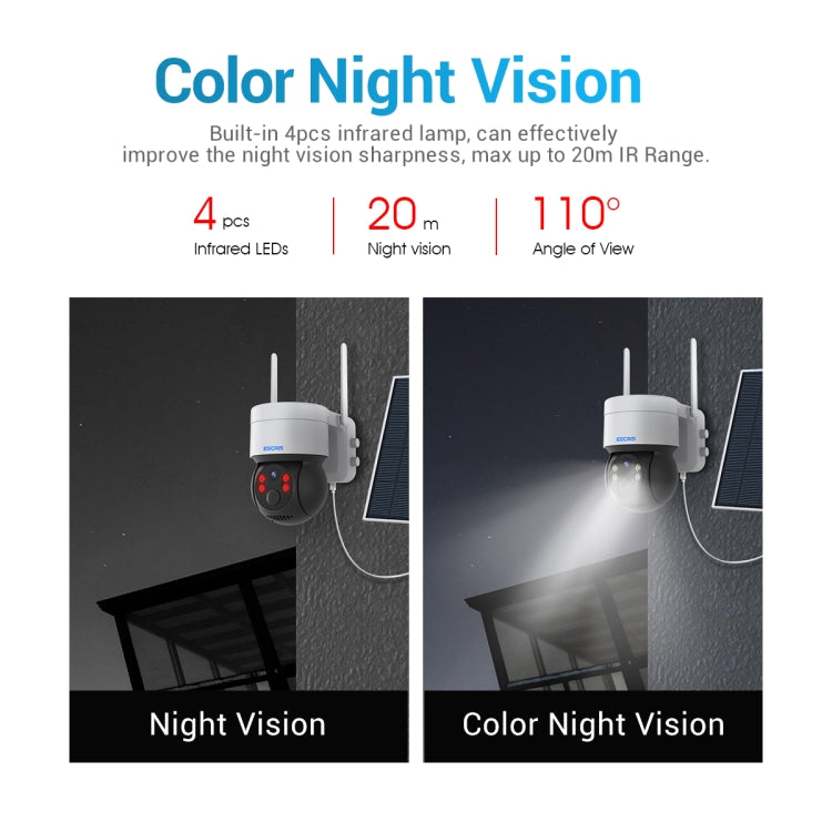 ESCAM QF170 2MP WiFi Full Color Night Vision Two-way Audio Solar Camera(Black)