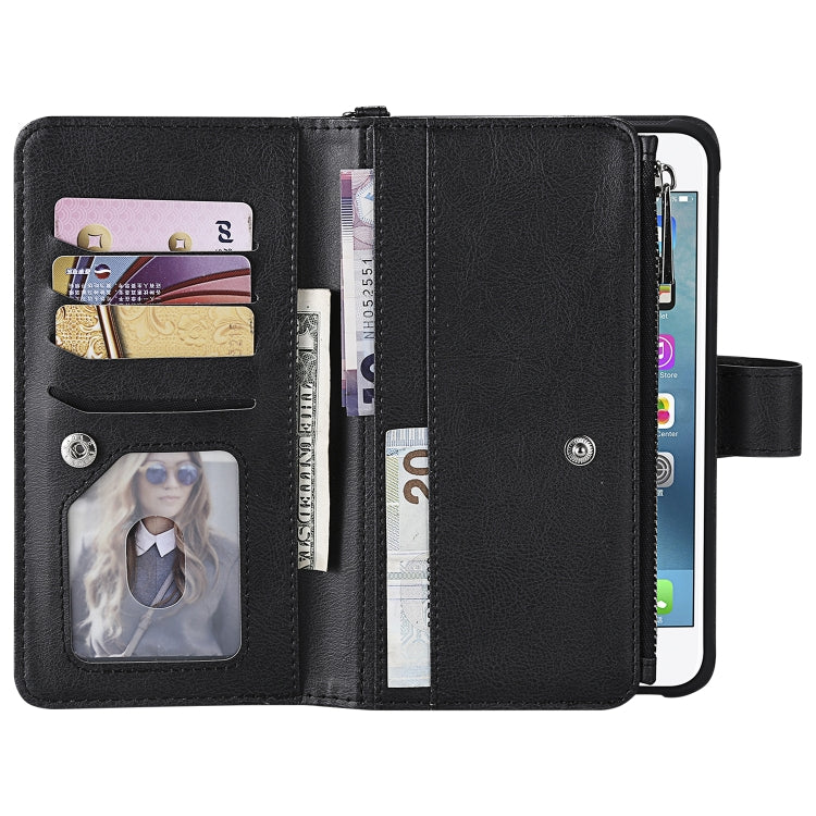 For iPhone 7 Plus / 8 Plus 2 in 1 Solid Color Zipper Shockproof Protective Case with Card Slots & Bracket & Photo Holder & Wallet Function
