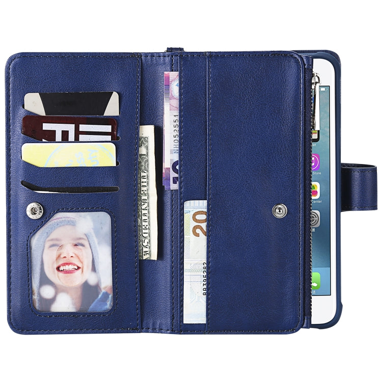 For iPhone 7 Plus / 8 Plus 2 in 1 Solid Color Zipper Shockproof Protective Case with Card Slots & Bracket & Photo Holder & Wallet Function