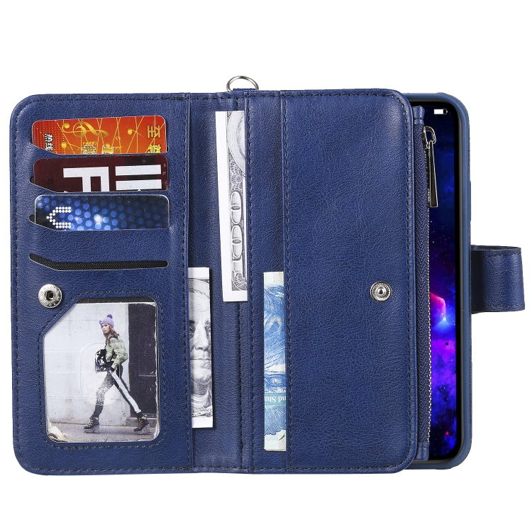 For iPhone 11 2 in 1 Solid Color Zipper Shockproof Protective Case with Card Slots & Bracket & Photo Holder & Wallet Function