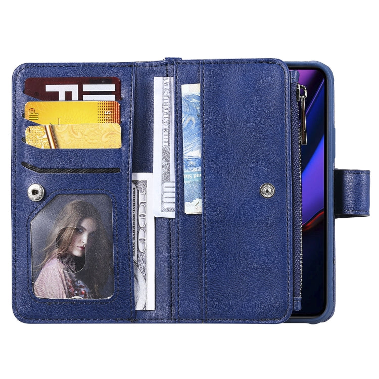 For iPhone 11 Pro 2 in 1 Solid Color Zipper Shockproof Protective Case with Card Slots & Bracket & Photo Holder & Wallet Function