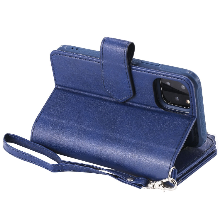 For iPhone 11 Pro 2 in 1 Solid Color Zipper Shockproof Protective Case with Card Slots & Bracket & Photo Holder & Wallet Function