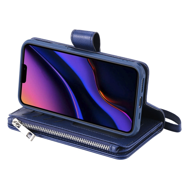 For iPhone 11 Pro 2 in 1 Solid Color Zipper Shockproof Protective Case with Card Slots & Bracket & Photo Holder & Wallet Function