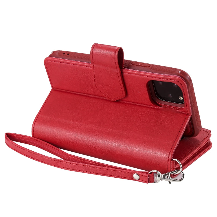 For iPhone 11 Pro 2 in 1 Solid Color Zipper Shockproof Protective Case with Card Slots & Bracket & Photo Holder & Wallet Function