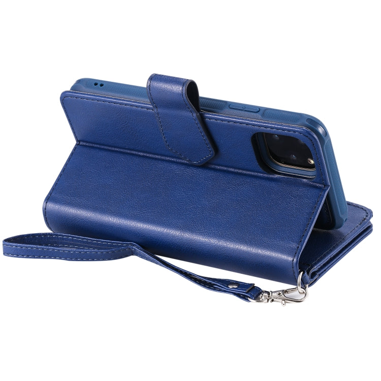 For iPhone 11 Pro Max 2 in 1 Solid Color Zipper Shockproof Protective Case with Card Slots & Bracket & Photo Holder & Wallet Function