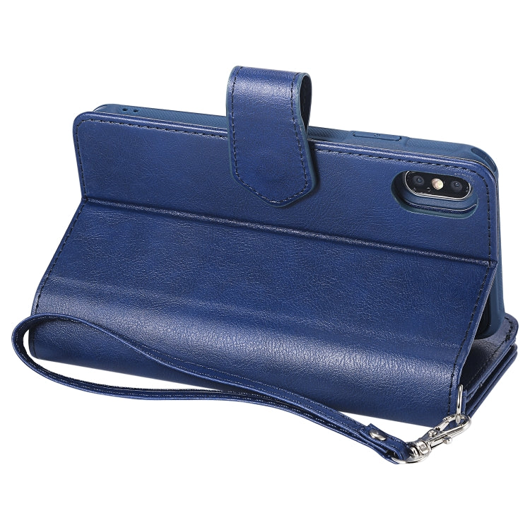 For iPhone XS Max 2 in 1 Solid Color Zipper Shockproof Protective Case with Card Slots & Bracket & Photo Holder & Wallet Function