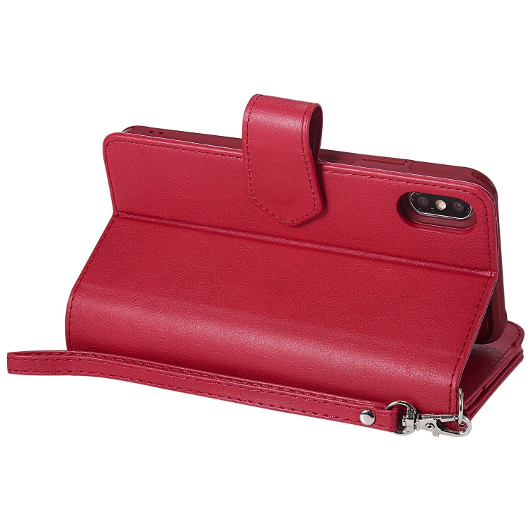 For iPhone XS Max 2 in 1 Solid Color Zipper Shockproof Protective Case with Card Slots & Bracket & Photo Holder & Wallet Function