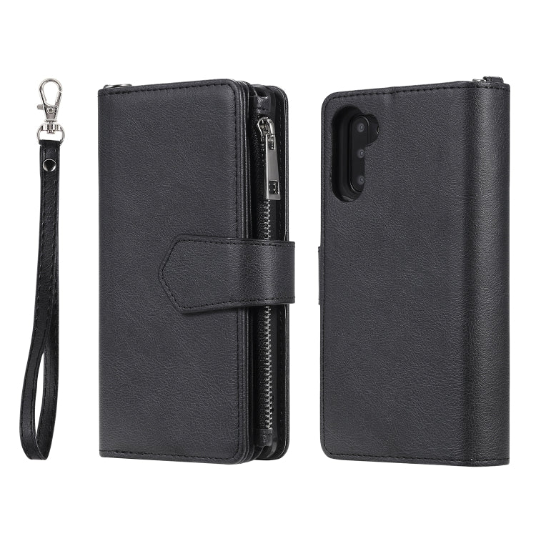 For Galaxy Note 10 2 in 1 Solid Color Zipper Shockproof Protective Case with Card Slots & Bracket & Photo Holder & Wallet Function