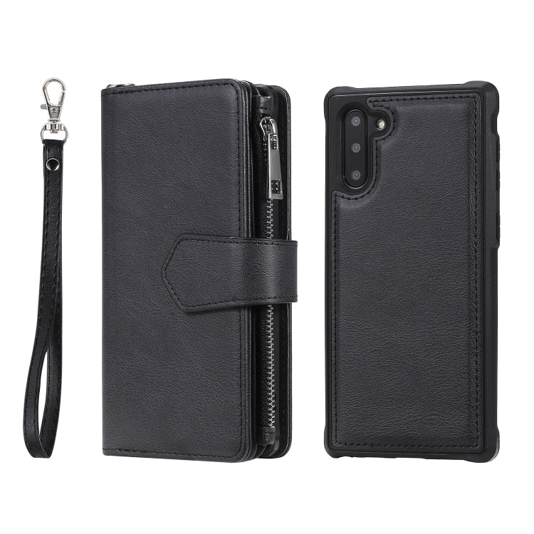 For Galaxy Note 10 2 in 1 Solid Color Zipper Shockproof Protective Case with Card Slots & Bracket & Photo Holder & Wallet Function