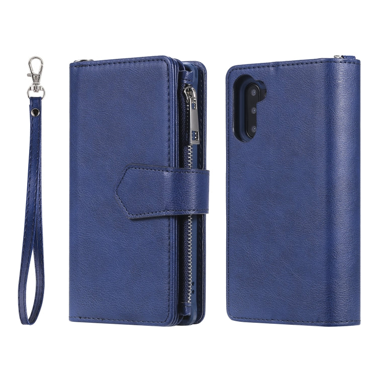For Galaxy Note 10 2 in 1 Solid Color Zipper Shockproof Protective Case with Card Slots & Bracket & Photo Holder & Wallet Function