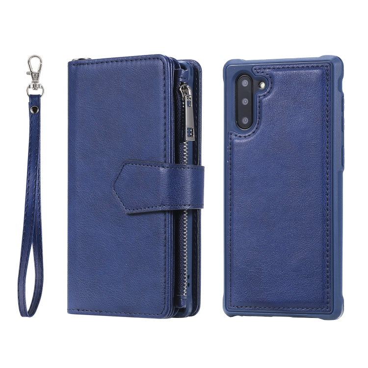 For Galaxy Note 10 2 in 1 Solid Color Zipper Shockproof Protective Case with Card Slots & Bracket & Photo Holder & Wallet Function