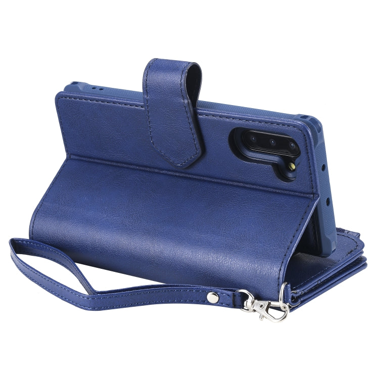 For Galaxy Note 10 2 in 1 Solid Color Zipper Shockproof Protective Case with Card Slots & Bracket & Photo Holder & Wallet Function