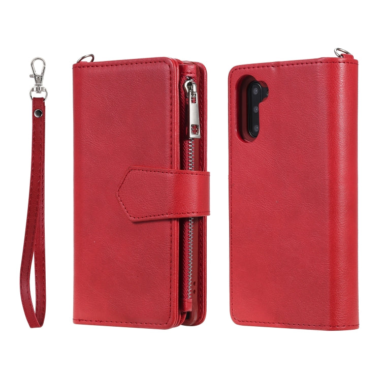 For Galaxy Note 10 2 in 1 Solid Color Zipper Shockproof Protective Case with Card Slots & Bracket & Photo Holder & Wallet Function