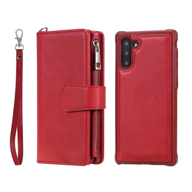 For Galaxy Note 10 2 in 1 Solid Color Zipper Shockproof Protective Case with Card Slots & Bracket & Photo Holder & Wallet Function