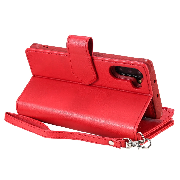 For Galaxy Note 10 2 in 1 Solid Color Zipper Shockproof Protective Case with Card Slots & Bracket & Photo Holder & Wallet Function