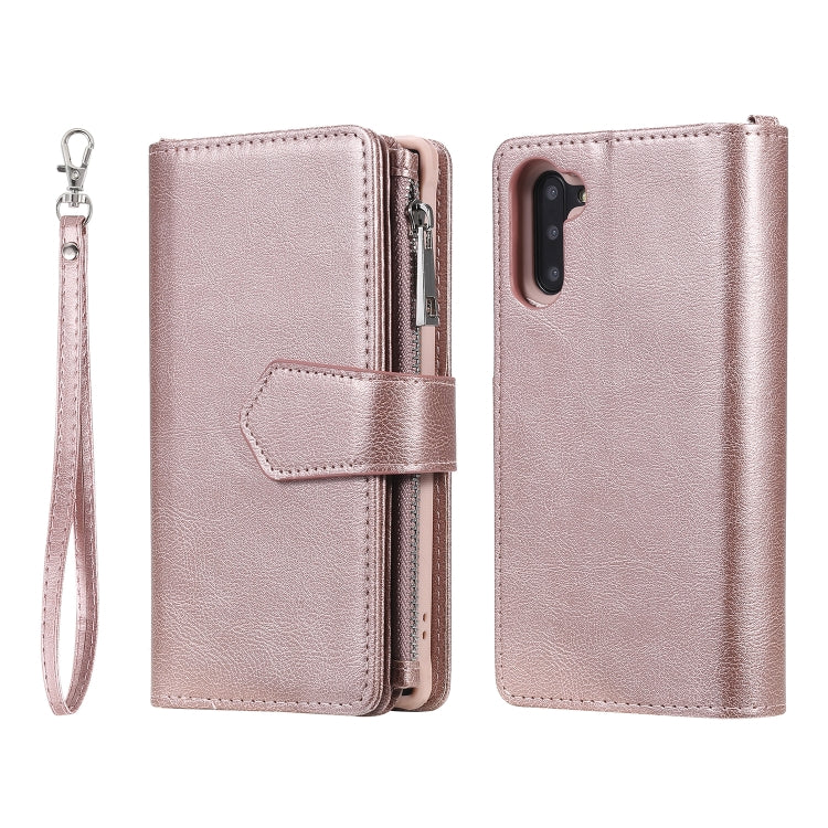 For Galaxy Note 10 2 in 1 Solid Color Zipper Shockproof Protective Case with Card Slots & Bracket & Photo Holder & Wallet Function