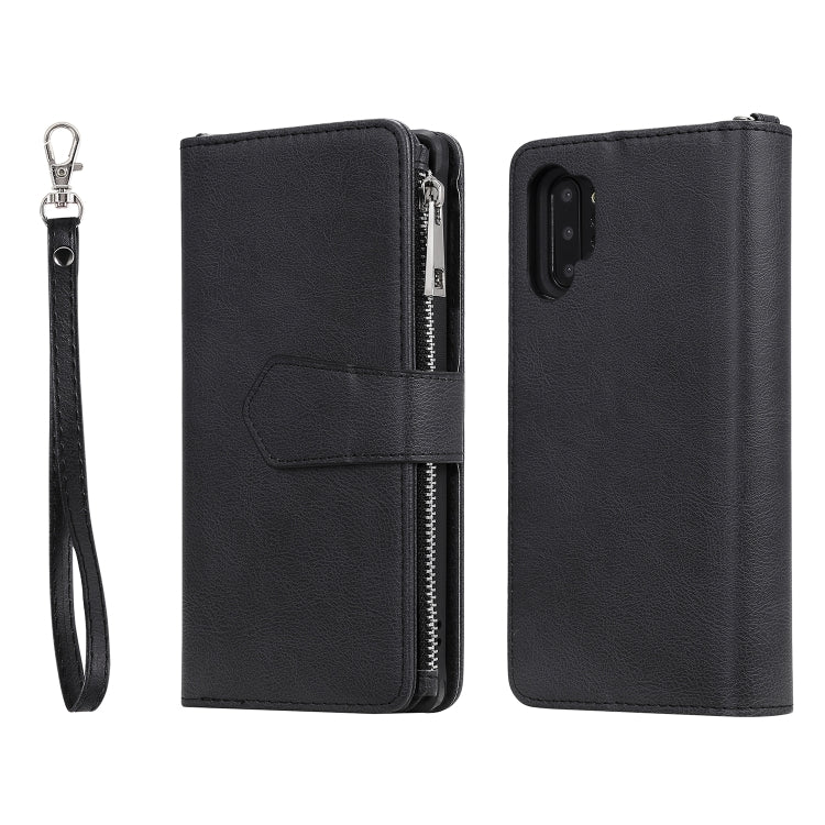 For Galaxy Note 10 Pro 2 in 1 Solid Color Zipper Shockproof Protective Case with Card Slots & Bracket & Photo Holder & Wallet Function