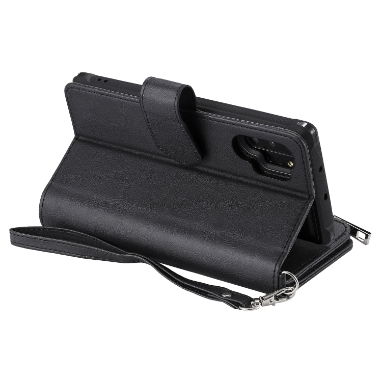 For Galaxy Note 10 Pro 2 in 1 Solid Color Zipper Shockproof Protective Case with Card Slots & Bracket & Photo Holder & Wallet Function