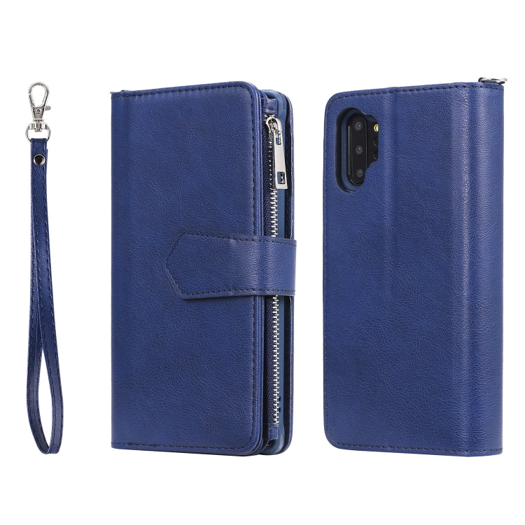 For Galaxy Note 10 Pro 2 in 1 Solid Color Zipper Shockproof Protective Case with Card Slots & Bracket & Photo Holder & Wallet Function