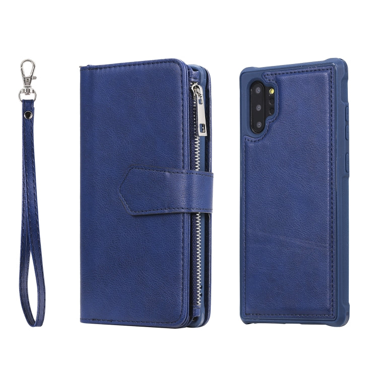For Galaxy Note 10 Pro 2 in 1 Solid Color Zipper Shockproof Protective Case with Card Slots & Bracket & Photo Holder & Wallet Function