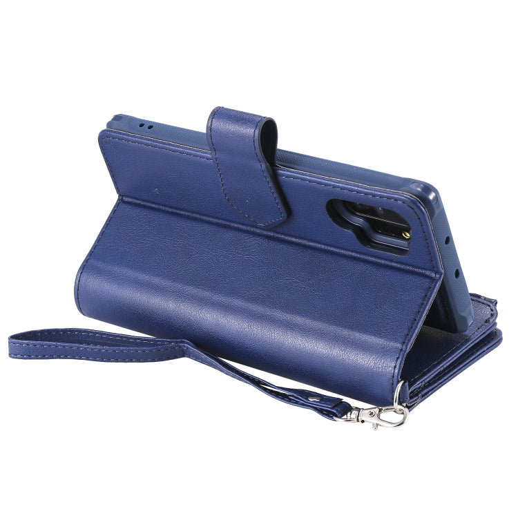 For Galaxy Note 10 Pro 2 in 1 Solid Color Zipper Shockproof Protective Case with Card Slots & Bracket & Photo Holder & Wallet Function