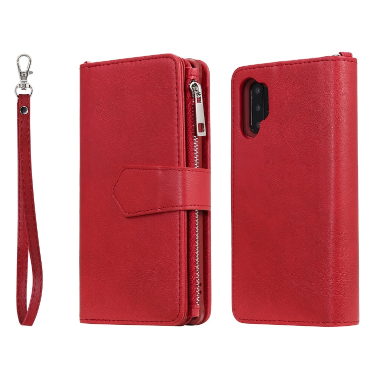 For Galaxy Note 10 Pro 2 in 1 Solid Color Zipper Shockproof Protective Case with Card Slots & Bracket & Photo Holder & Wallet Function