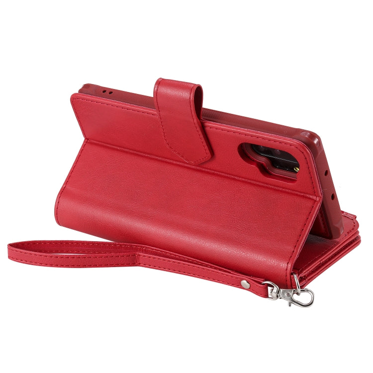 For Galaxy Note 10 Pro 2 in 1 Solid Color Zipper Shockproof Protective Case with Card Slots & Bracket & Photo Holder & Wallet Function