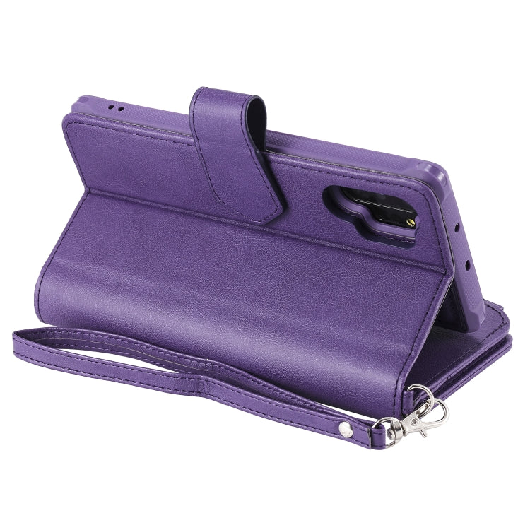 For Galaxy Note 10 Pro 2 in 1 Solid Color Zipper Shockproof Protective Case with Card Slots & Bracket & Photo Holder & Wallet Function