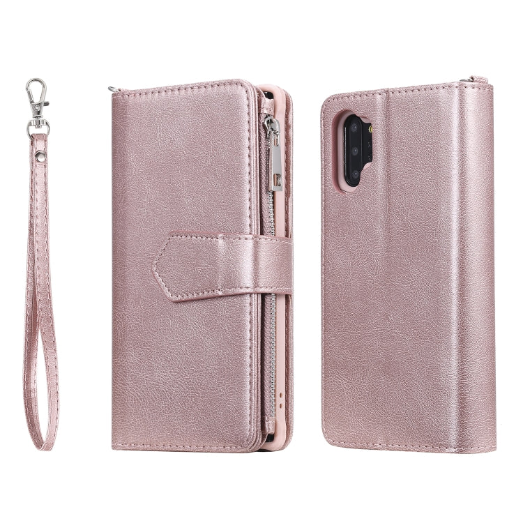 For Galaxy Note 10 Pro 2 in 1 Solid Color Zipper Shockproof Protective Case with Card Slots & Bracket & Photo Holder & Wallet Function